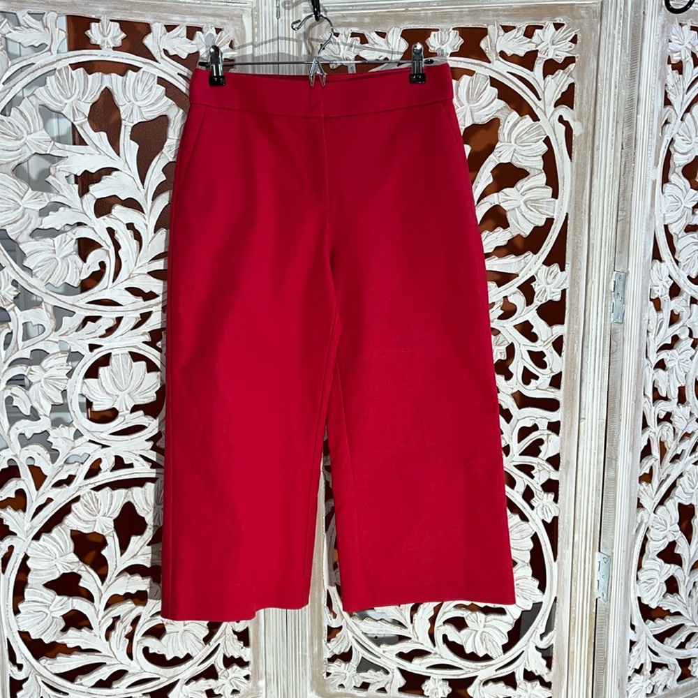 Ann Taylor Loft wide leg crop dress pants tomato red.